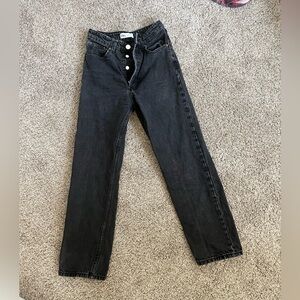 Zara Black High-Rise Straight Jeans
